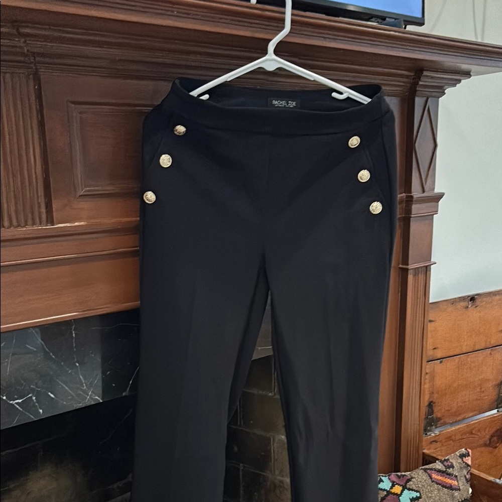 Elegant Black Trousers with Gold Buttons